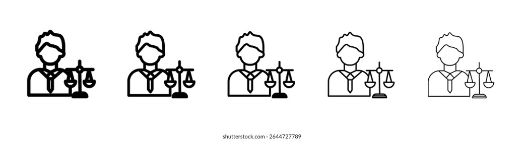 Attorney in law icon flat illustration set logo