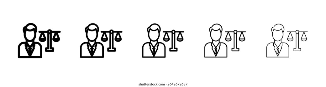 Abogado en el icono de la ley Vector aislado sobre fondo blanco conjunto