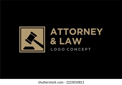 Attorney and law, judge hammer icon logo design template vector