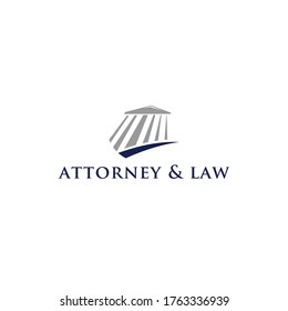 attorney and law with justice building logo illustration vector