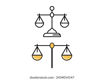 Attorney law scale icon line design template isolated