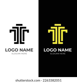 attorney logo vector with line black and yellow color style