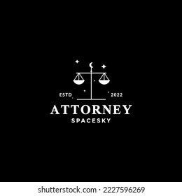 attorney scale with space sky night logo design vector
