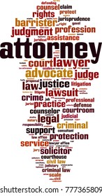 Attorney word cloud concept. Vector illustration