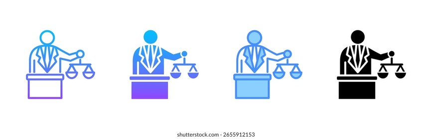 Conjunto de iconos de estilo múltiple de abogados