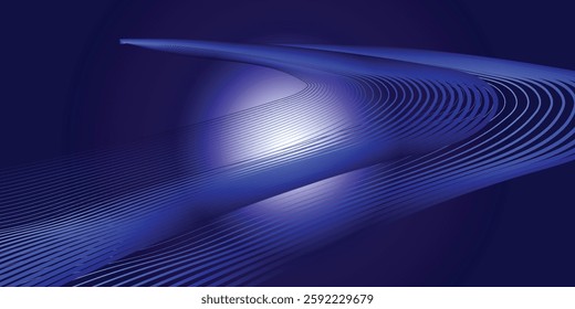 Attract Blue Line Movement, Abstract Wave Line, Light Technology Background, Copy Space...,