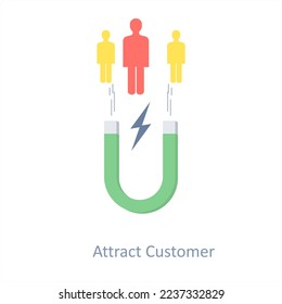 Atraer el concepto de icono de cliente e imán