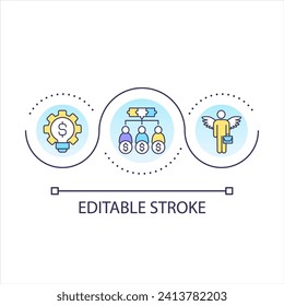 Attract investors loop concept icon. Find financial aid for project. Venture capital abstract idea thin line illustration. Isolated outline drawing. Editable stroke