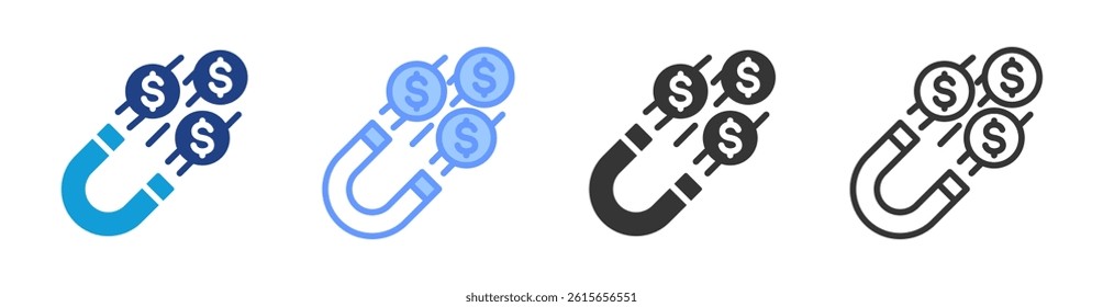 Attract Money icon set multiple style collection