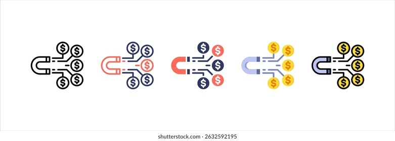Conjunto de iconos de múltiples estilos de atracción