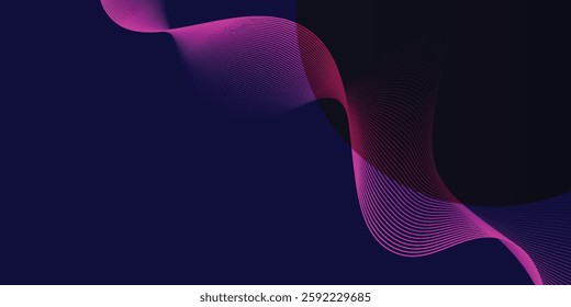 Attract Pink Line Movement, Abstract Wave Line, Light Technology Background, Copy Space.