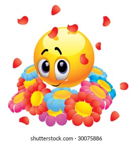 Attracted smiley ball with flowers
