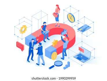 Attracting clients, buyers, apprentices, contractors, employees, workers. Magnet, people, marketing. Business. Customer strategy. 3d isometric vector illustration