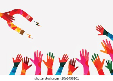Attracting customers and buyers. Marketing strategy for attracting new users, leads, followers. Job recruitment. New candidates search. Magnet attracting people. Vector illustration