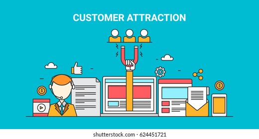 Attracting Customers Website Audience Modern Marketing Stock Vector ...