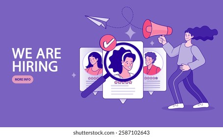 Attracting followers, follow us on social media, subscriber counting concept. Man Holding Magnet Attracting Likes, Feedback and Followers in Internet. Smm Influencer Strategy. Vector Illustration.