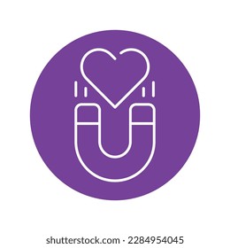 Attracting love color line icon. Magnet and heart. Mental health