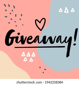 Attracting subscribers and number of followers in social media. Giveaway promotion announcement in network. Post for giving test product for clients, presents and gifts. Vector in flat style