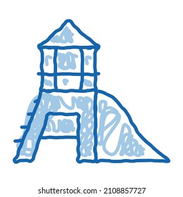 attraction children slide sketch icon vector. Hand drawn blue doodle line art attraction children slide sign. isolated symbol illustration