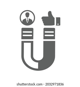 Attraction, customer, seo icon. Gray vector graphics.