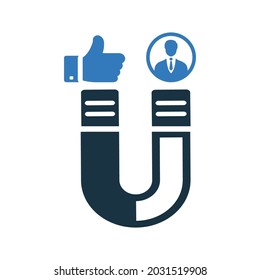 Atracción, cliente, icono seo. Diseño vectorial simple.