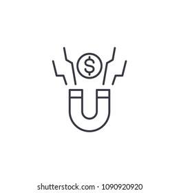 Attraction of funds linear icon concept. Attraction of funds line vector sign, symbol, illustration.
