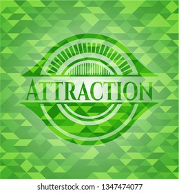 Attraction green emblem. Mosaic background