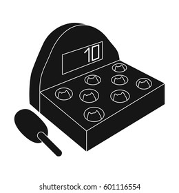Attraction with a hammer to beat pop-up animals.Amusement park single icon in black style vector symbol stock illustration.