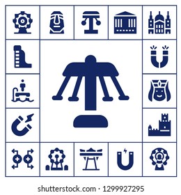  attraction icon set. 17 filled attraction icons.  Simple modern icons about  - Ferris wheel, Waterpark, Flyboard, Carousel, Magnetism, Magnets, Armenian, Belem tower, Magnet