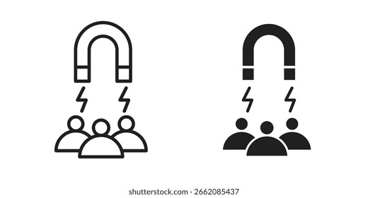Attraction icon set, line and black glyph style for food app website.