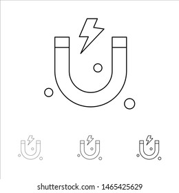 Attraction, Magnet, Science Bold and thin black line icon set. Vector Icon Template background