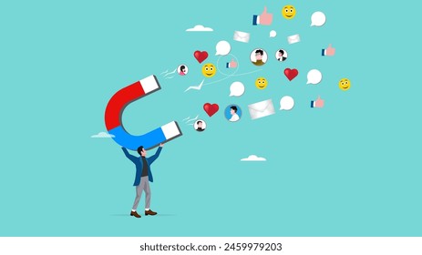 attraction marketing, strategy to result in making more sales, increasing interaction in digital marketing strategies, business people carry large magnets to generate high content engagement