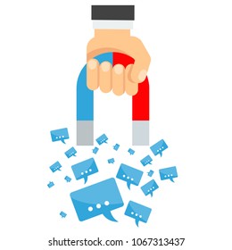 Attraction of message. Flat vector cartoon illustration. Objects isolated on white background.