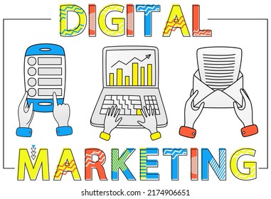 Attraction of new people and online promotion concept. Advertising and promoting in social media vector illustration. Sharing ideas and solutions online. Digital marketing via email and Internet