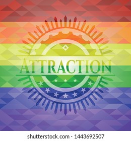 Attraction on mosaic background with the colors of the LGBT flag