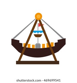 attraction ship pirate boat playground fair flag entretaiment fun vector  isolated illustration