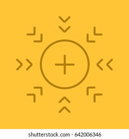 Attraction symbol color linear icon. Positively charged electron. Thin line outline symbols on color background. Vector illustration