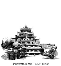 attraction Tokyo Imperial Palace-style quick sloppy drawing