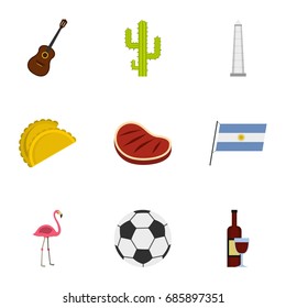 Attractions of Argentina icons set. Cartoon set of 9 attractions of Argentina vector icons for web isolated on white background