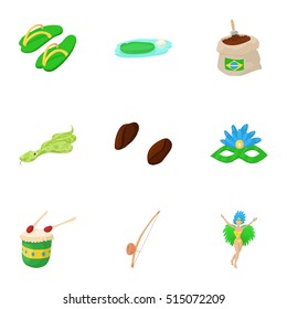 Attractions of Brazil icons set. Cartoon illustration of 9 attractions of Brazil vector icons for web