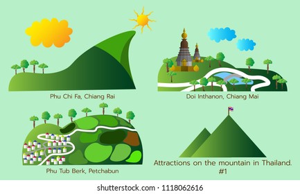 Attractions on the mountain in Thailand Vector