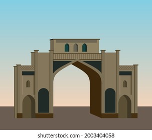 Atracciones en Shiraz en Irán, Provincia de Fars, ilustración vectorial