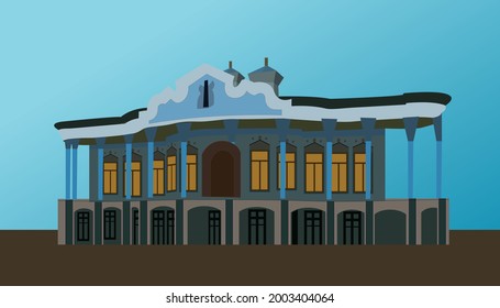 Attractions in Shiraz in Iran, Fars Province, vector illustration