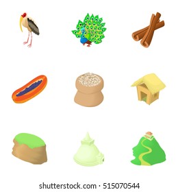 Attractions of Sri Lanka icons set. Cartoon illustration of 9 attractions of Sri Lanka vector icons for web