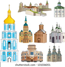 Attractions of Ukraine (architecture) in vector