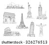 world landmarks sketch