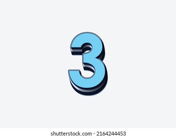 Attractive 3d Number 3 vector