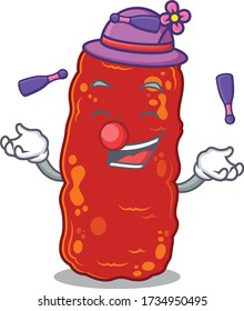 An attractive acinetobacter bacteria cartoon design style playing juggling