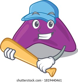 Attractive adrenal caricature in character playing baseball