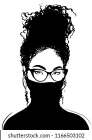 Attractive african woman covering her face with black turtleneck